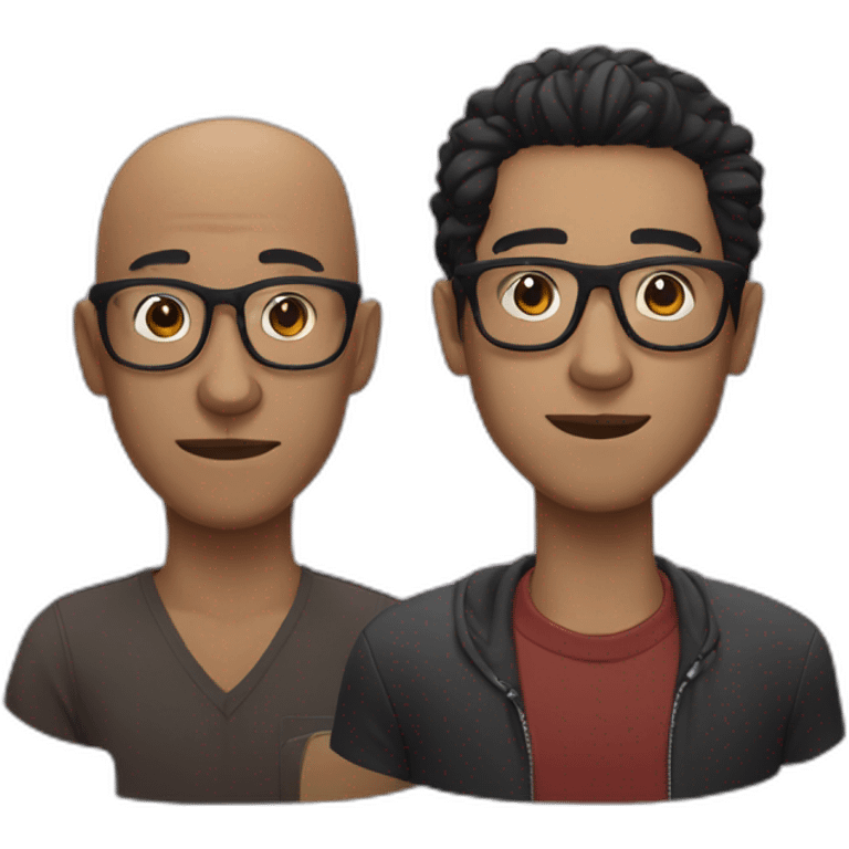 one black haired man one bald man both black glasses singers emoji