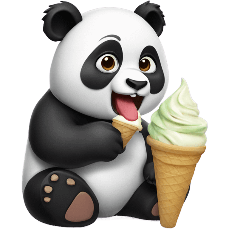 Panda eating ice cream emoji