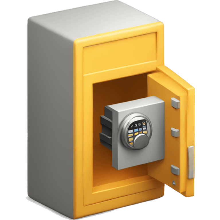 3d  isometric small safe in yellow or light orange emoji