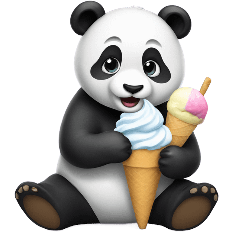 Panda eating ice cream emoji