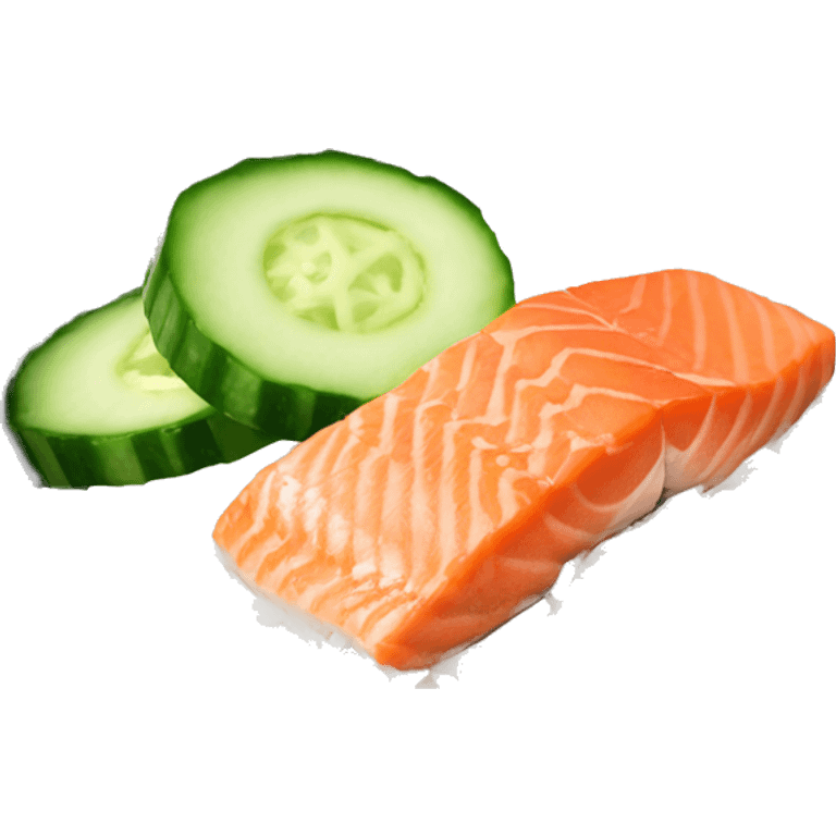 Rice bowl with salmon, cucumber and sesame seeds  emoji