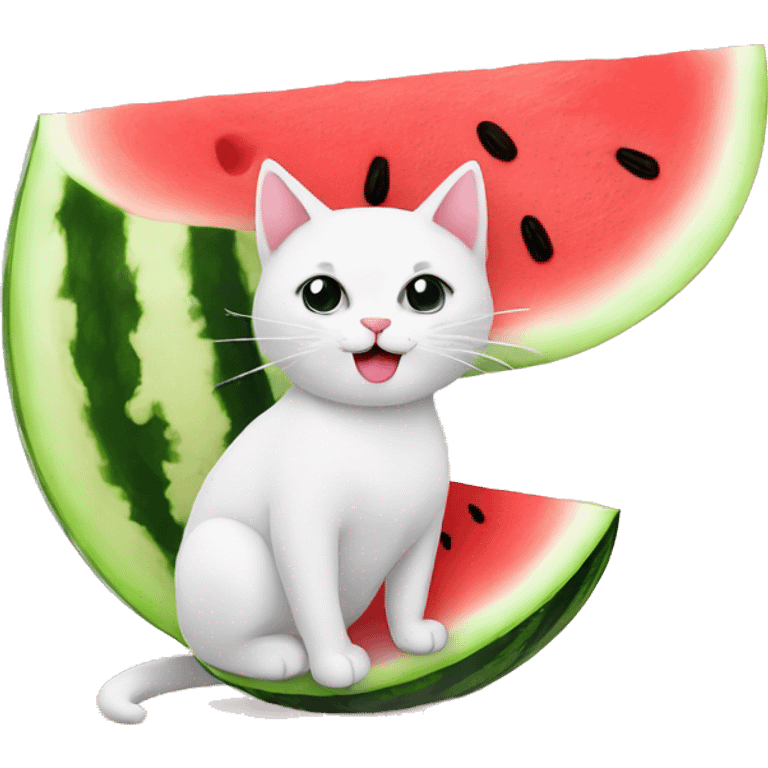 a watermelon on a cat emoji