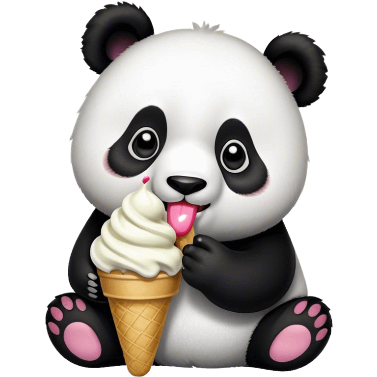 Panda eating ice cream emoji