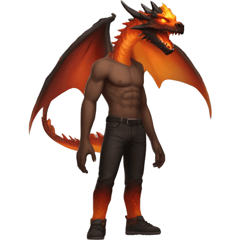  Full Body Legendary Cool Edgy Brown-Black-Red-Orange-gradient Magma-Lava-Volcano-Dragon emoji