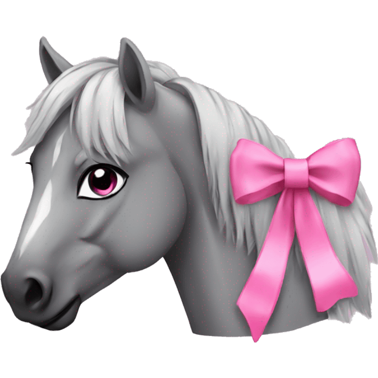 Grey mustang with pink bow emoji