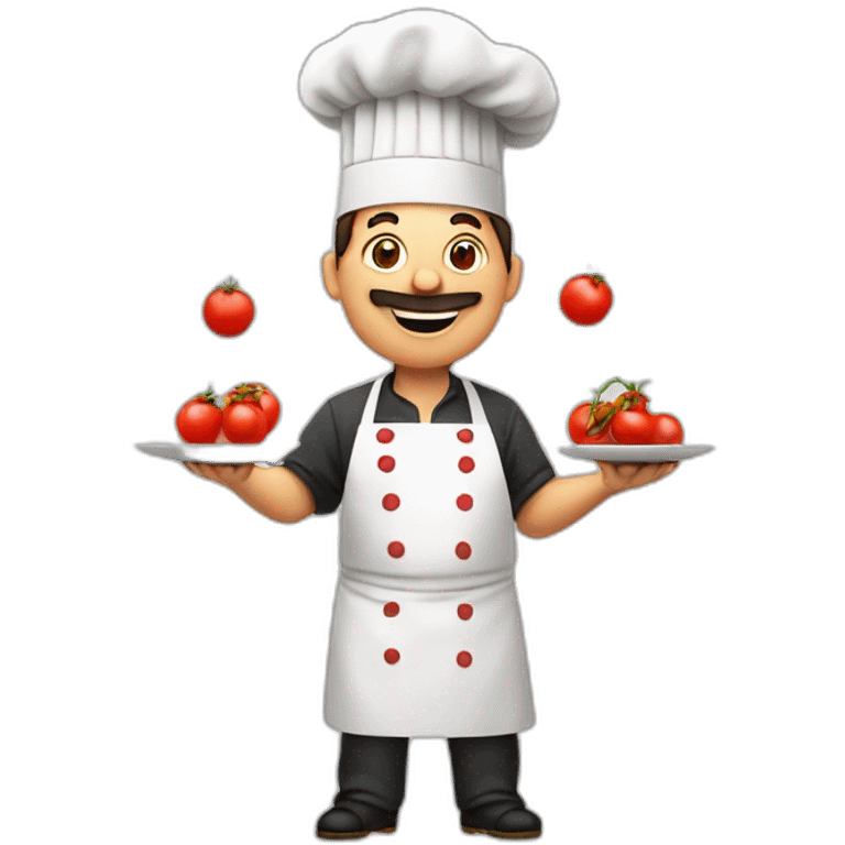 Italian chef juggling tomatoes and salami emoji