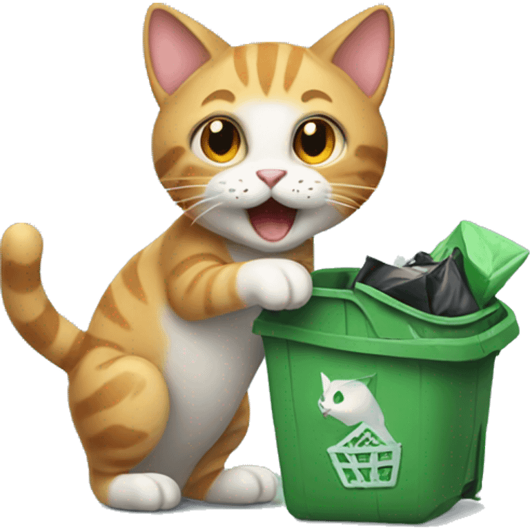 cat playing with trash emoji