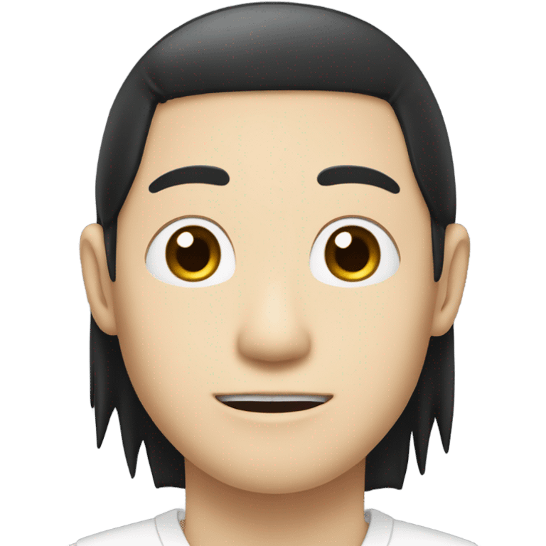 man from japan with white skin and black hair, wear casual shirt , closeout face emoji