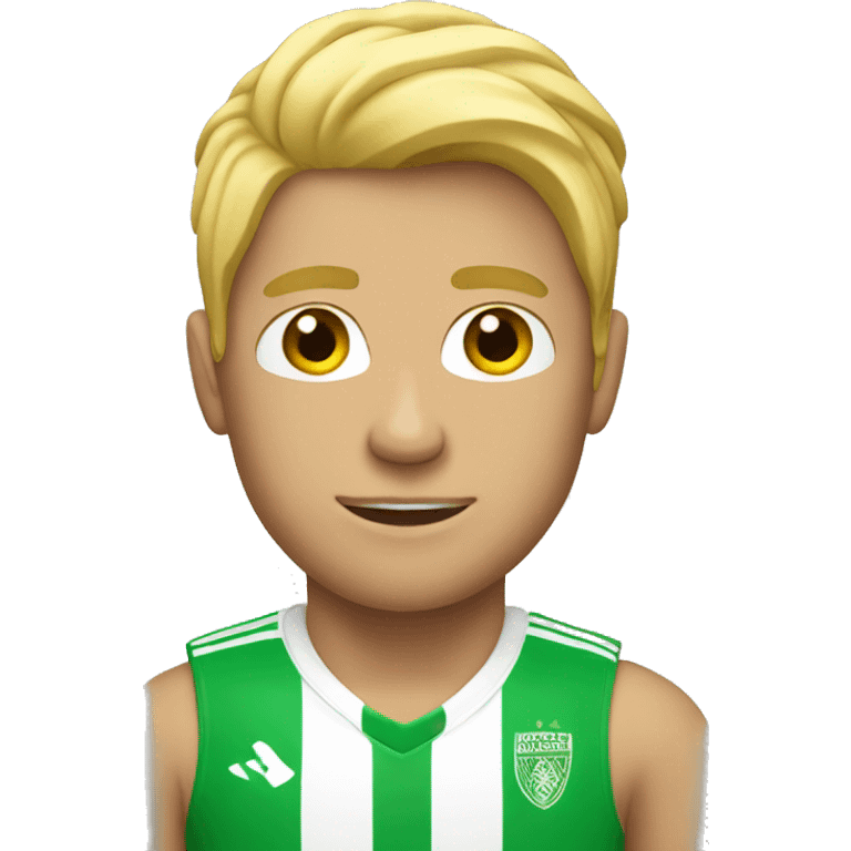 A blond man with a soccer outfit emoji