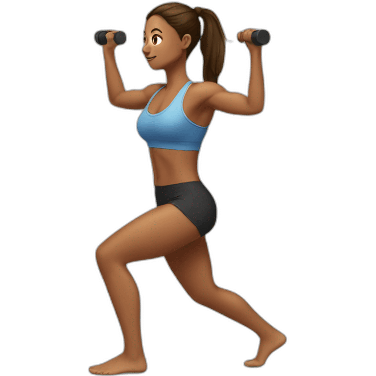  woman doing squats whith only leg emoji