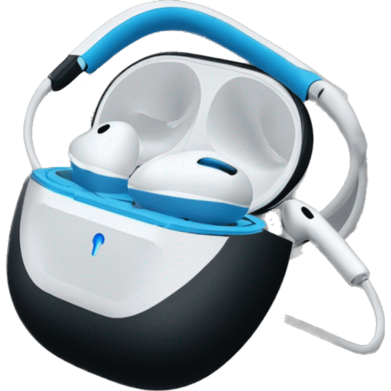 Headset AirPods Max blue on black background  emoji