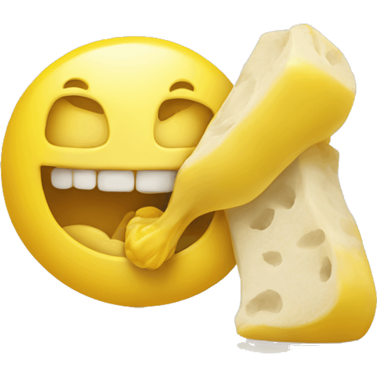 yellow smiley eating a yellow bone emoji