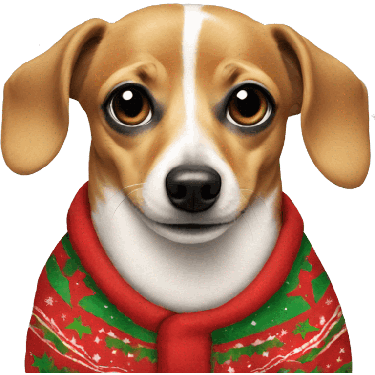 Chiweenie wearing Christmas pajamas  emoji