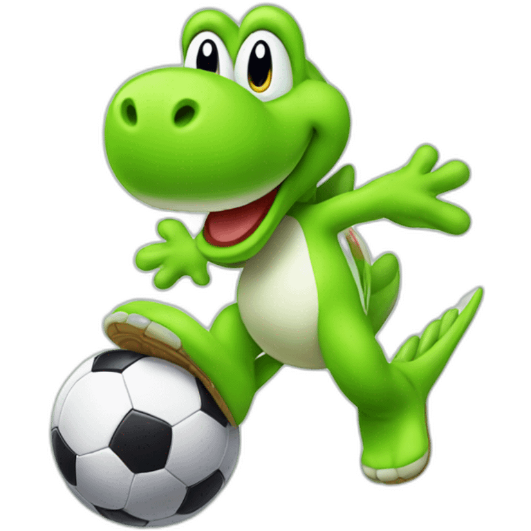 Green Yoshi doing a soccer trick emoji