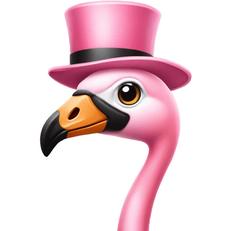 A flamingo with a big top hat  emoji