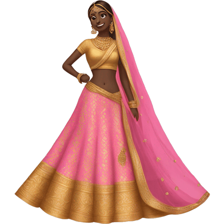 a pink & gold lehenga emoji