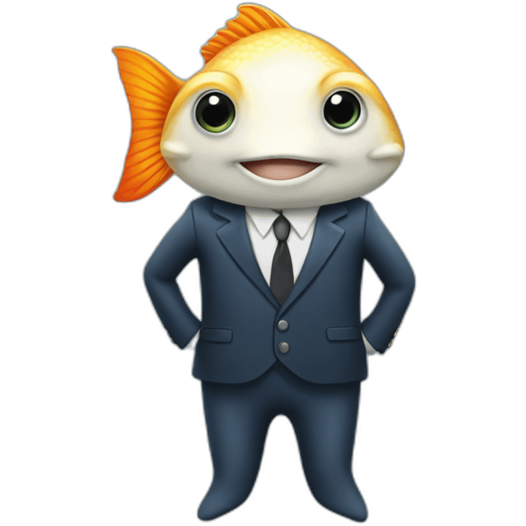 Fish wearing a suit emoji