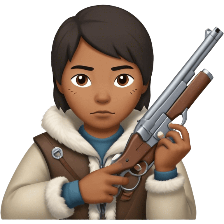 Inuit with a gun emoji