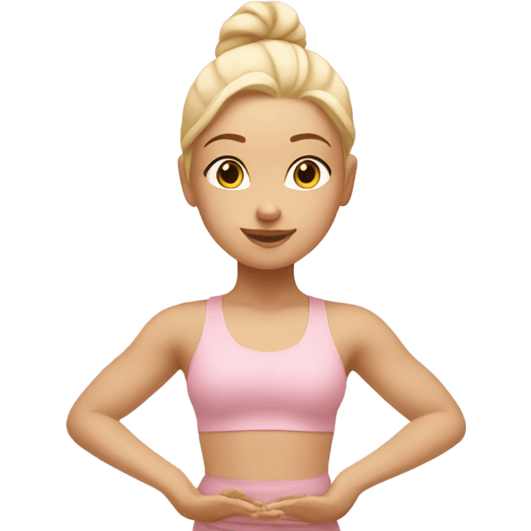 blonde yoga girl light pink clothes n emoji