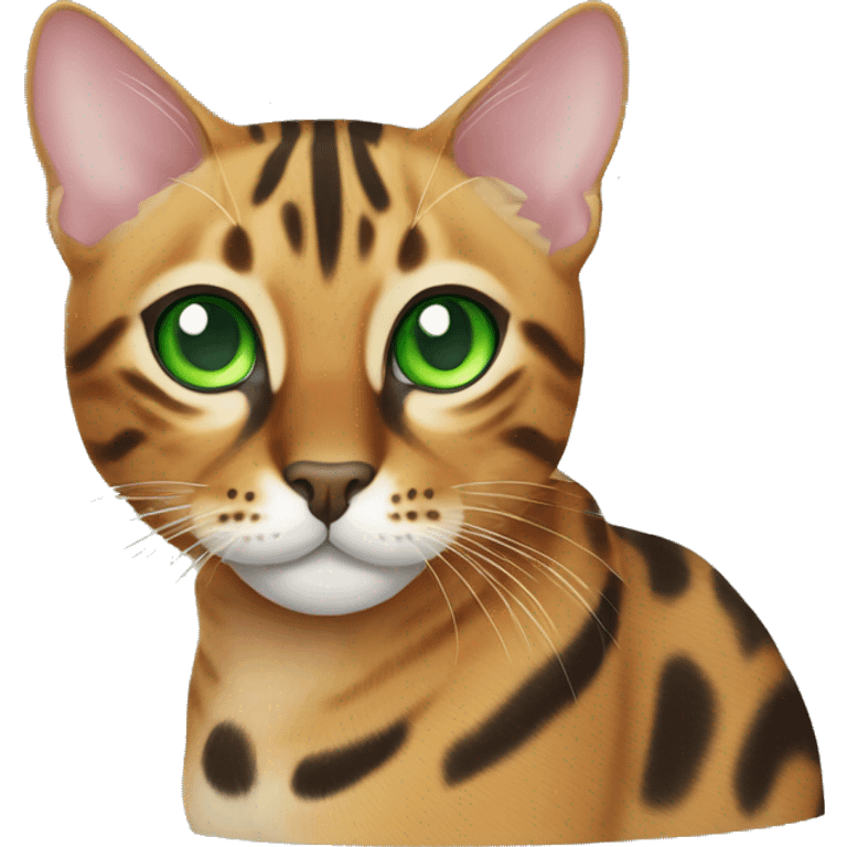 Bengal cat with green eyes emoji