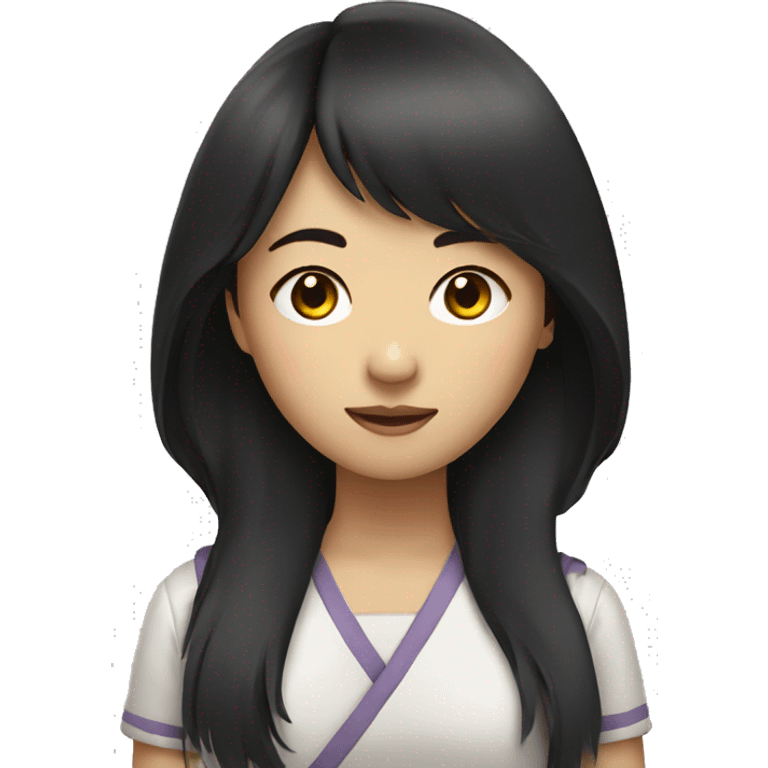 asian girl with dark hair and side bangs emoji