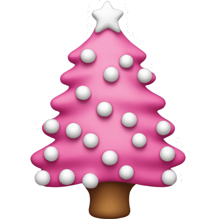 Pink Christmas tree with white bobbles  emoji