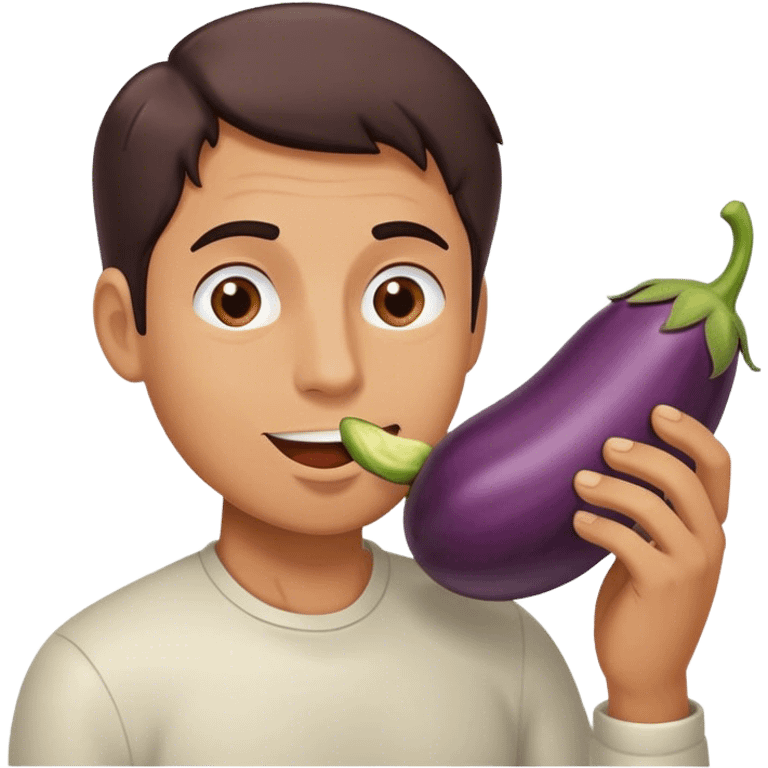 Man eating eggplant emoji