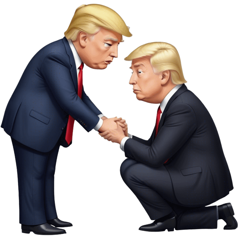 Donald Trump bowing down to King Elon Musk emoji