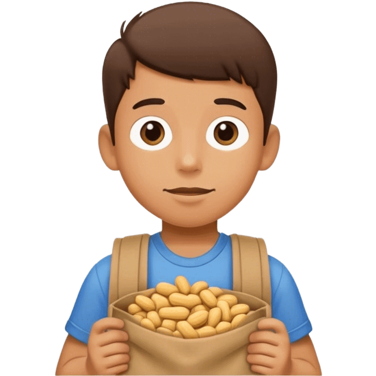 Boy holding a bag of peanuts emoji