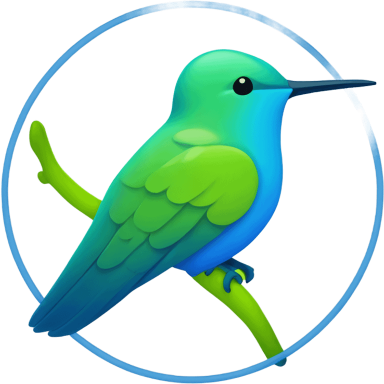 Blue hummingbird outline with a big chartreuse circle behind it emoji