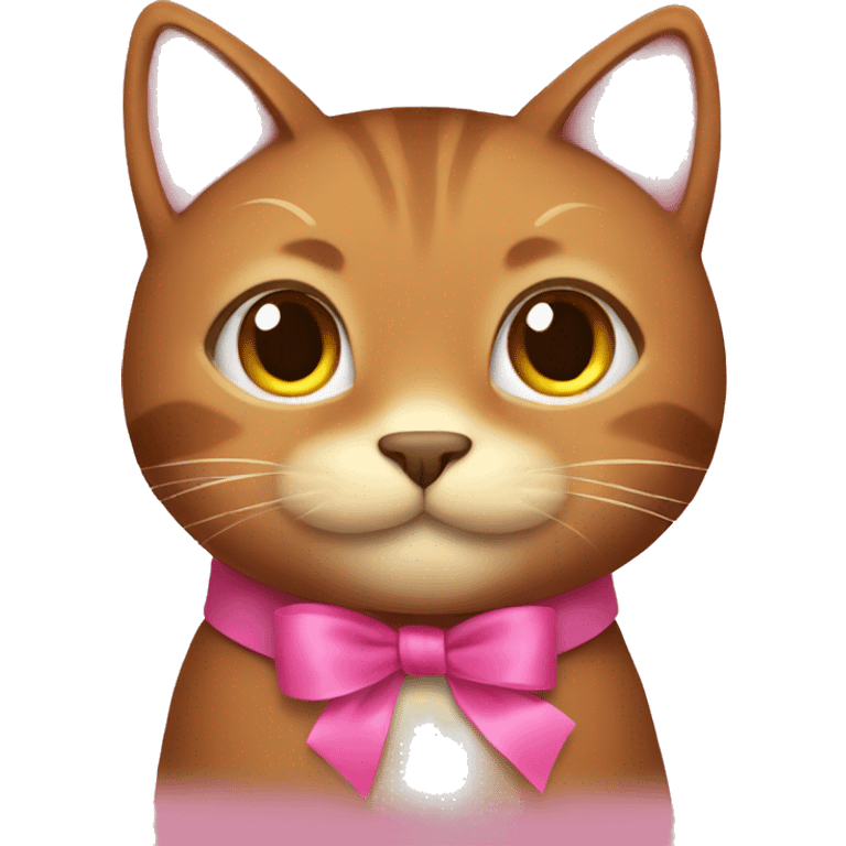 A brown cat with pink ribbon  emoji