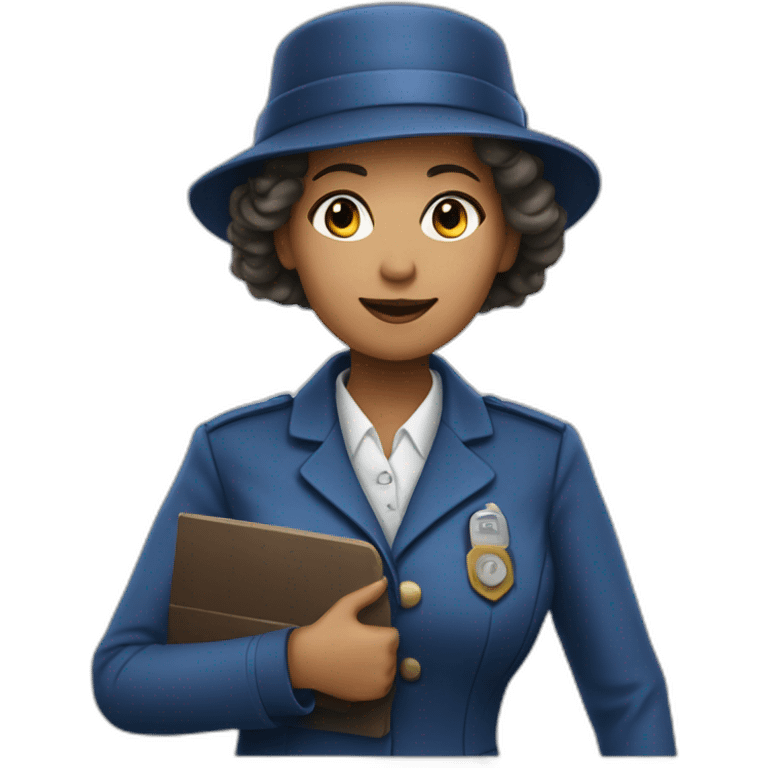 railways stationmaster woman in blue emoji