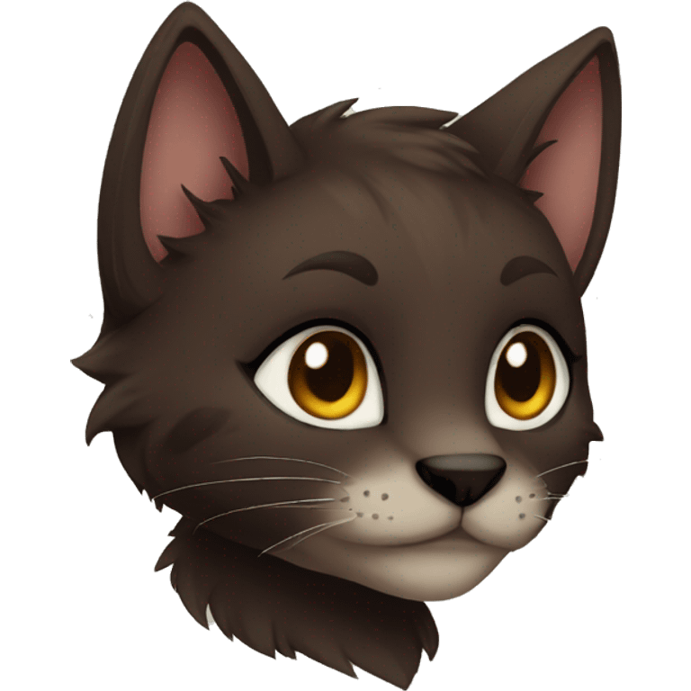 Anthro Shy Cute Cool Edgy Pretty Dark Brown Furry Feline Animal Anthro Sona emoji