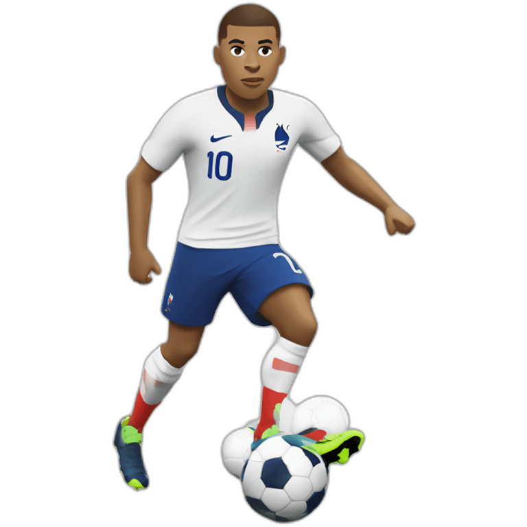 Kylian Mbappé jouant au foot avec l'équipe de France emoji