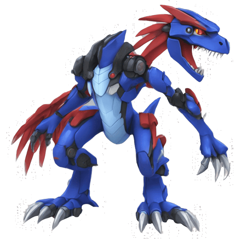  Cool Edgy Blue Red Digimon-Fakemon-Guilmon-Velociraptor-Dragon-Mecha full body emoji