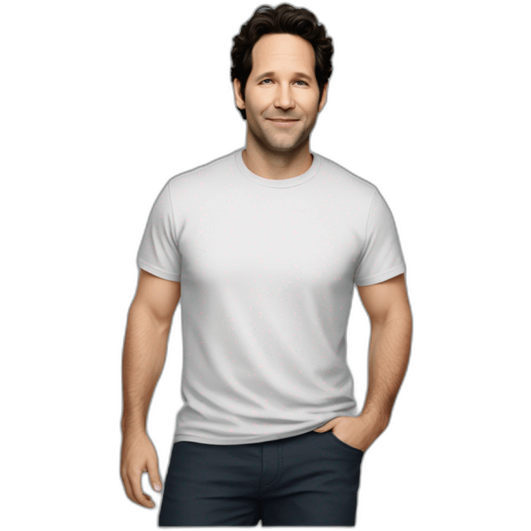 actor Paul Rudd wearing t-shirt emoji