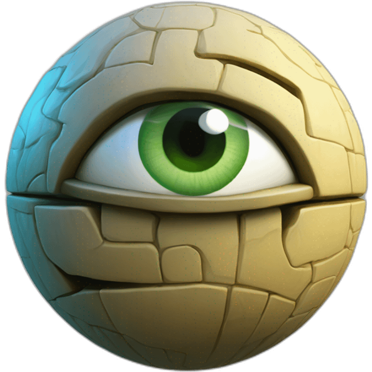 3d sphere with a cartoon Creeper skin texture with Eye of Horus emoji