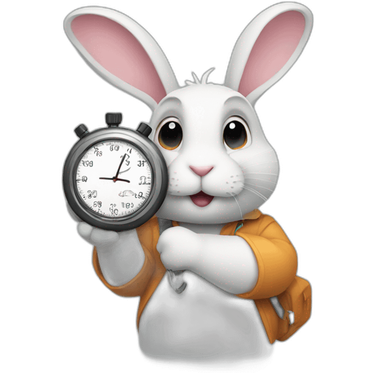 rabbit holding a stopwatch emoji