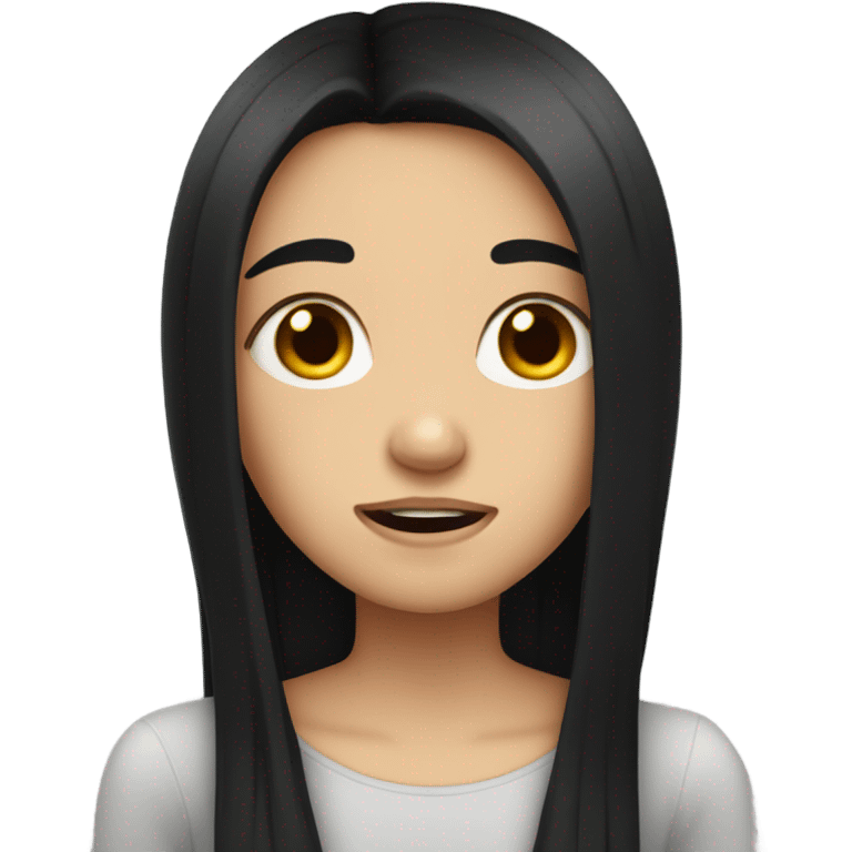 girl with black hair is crying  emoji