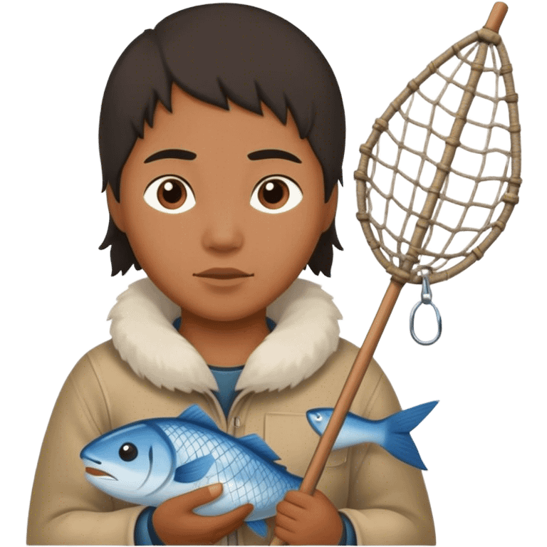 Inuit with a fishing net emoji