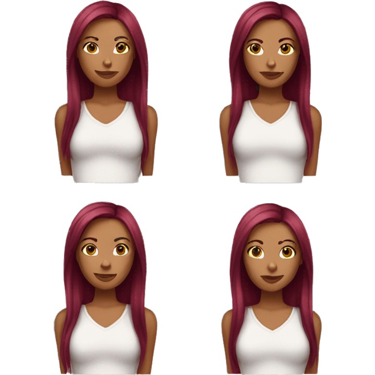 Tattooed woman with long straight burgundy hair emoji