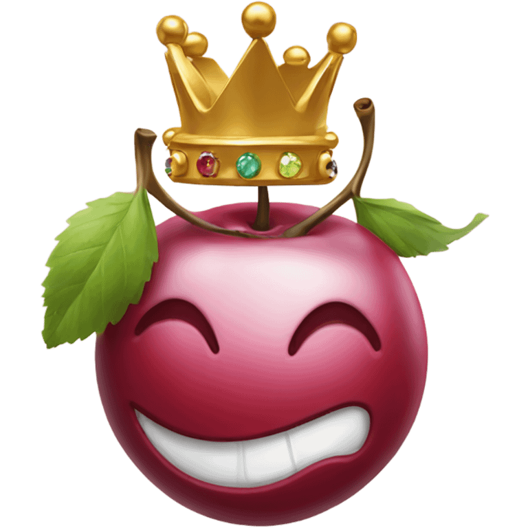 cherry with golden crown few gemstones, tilted slightly to the right emoji