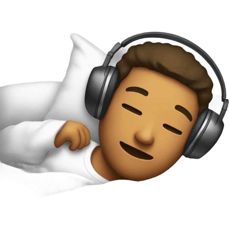 In bed with headphones  emoji