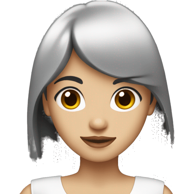 A woman with black hair with bangs and long hair wore a white dress emoji