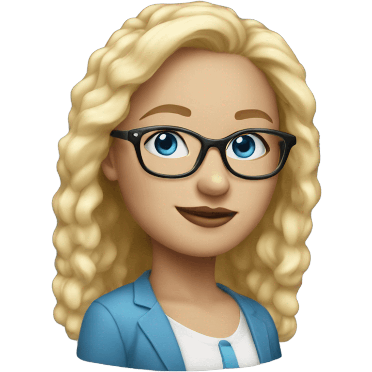 Realistic blonde woman, blue eyes, wearing glasses - SIDE on emoji