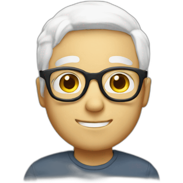 white hair with glasses boy emoji