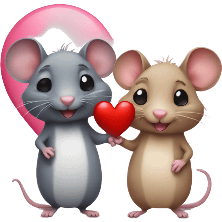 two different color rats with a heart emoji