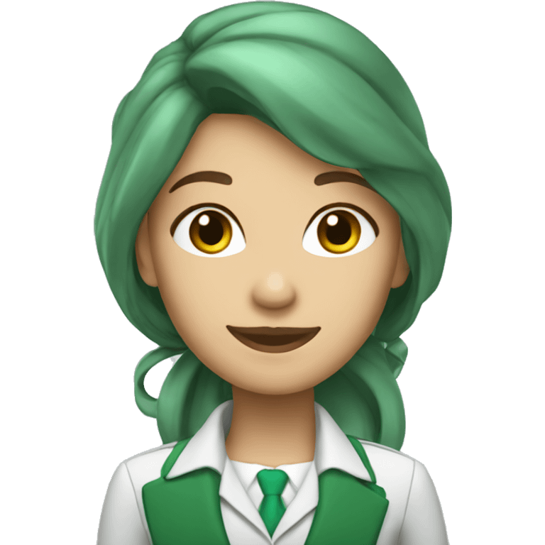 Flight attendant with long hair and green scarf emoji