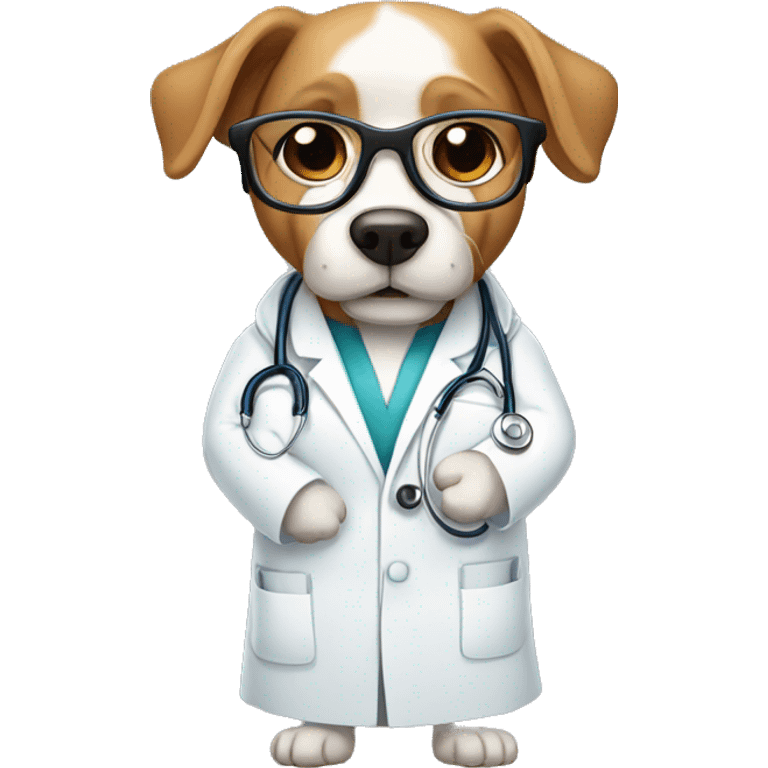 A dog doctor with glasses and a robe emoji