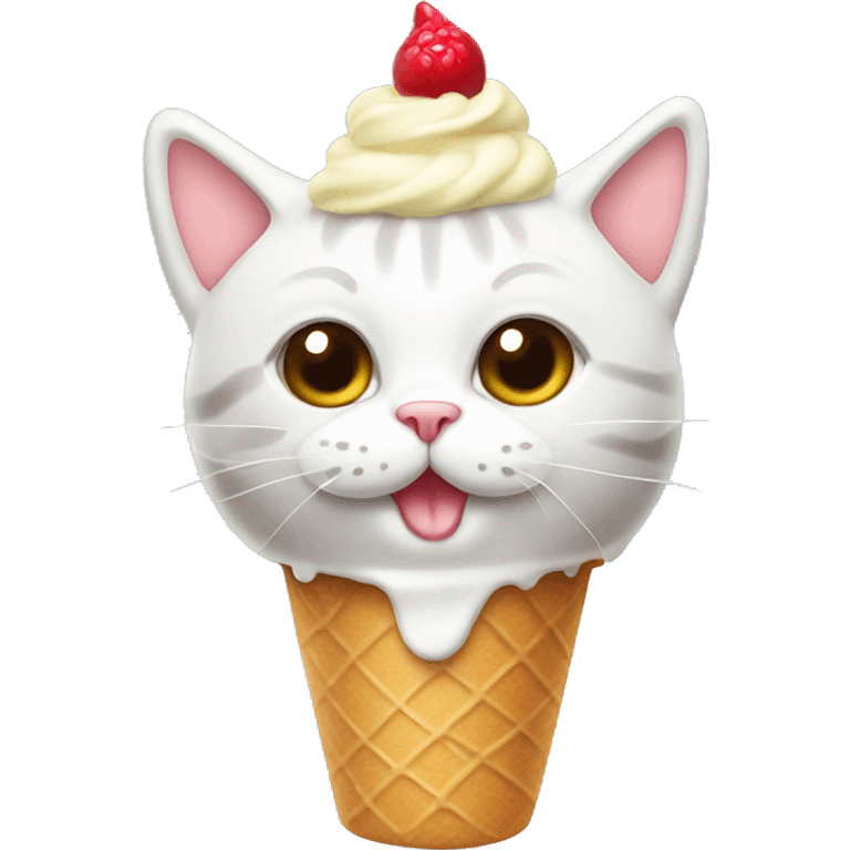 Cute cat with ice cream on head emoji